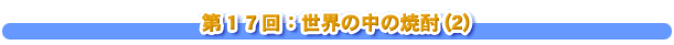 第１７回：世界の中の焼酎(2)