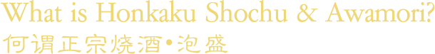 What is Honkaku Shochu & Awamori? 何谓正宗烧酒・泡盛