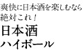 爽快に日本酒を楽しむなら絶対これ！日本酒ハイボール