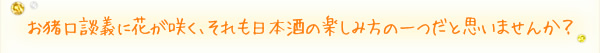 お猪口談義に花が咲く、それも日本酒の楽しみ方の一つだと思いませんか？
